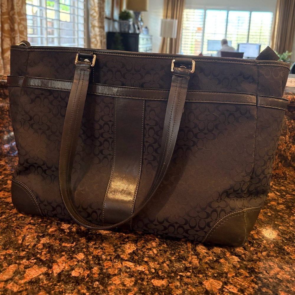 Coach Black Leather Tote Bag